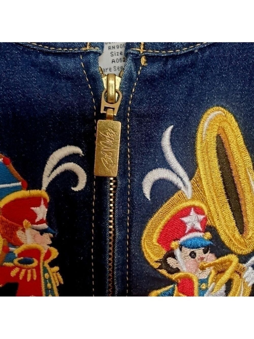 Bob Mackie Jacket Women (M) Marching Band Blue Denim Whimsical Patriotic July 4 - Picture 3 of 16